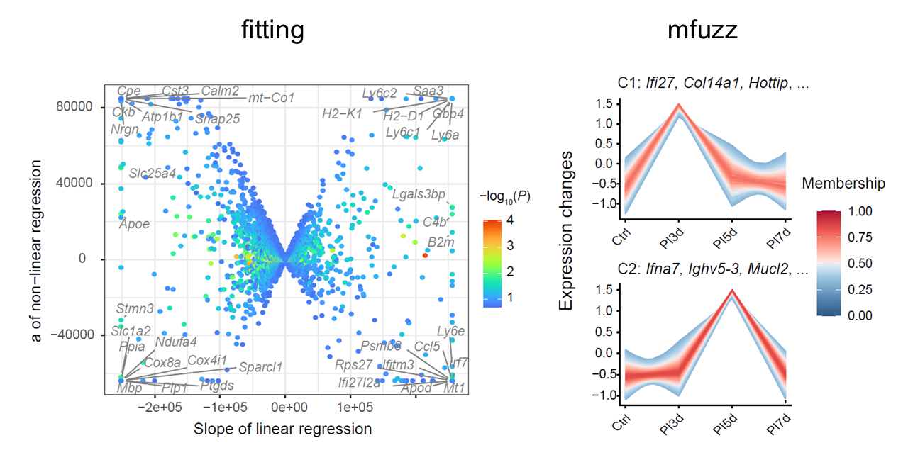 Temporal gene modules across ordered multi-sample niches.